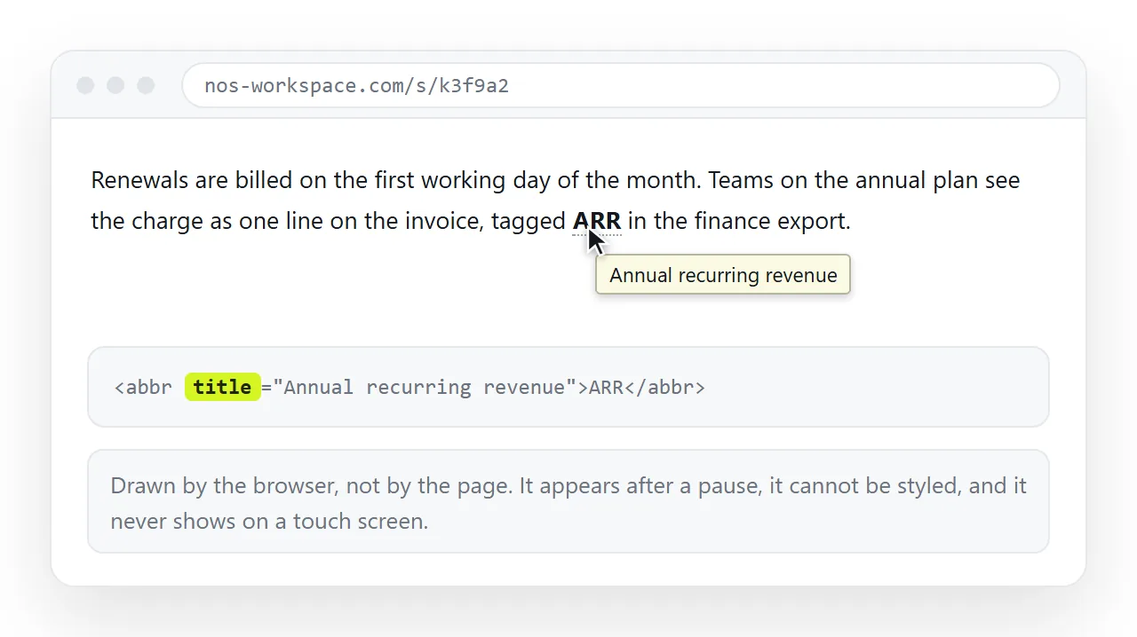 A native browser tooltip from a title attribute, hovering over an abbreviation.