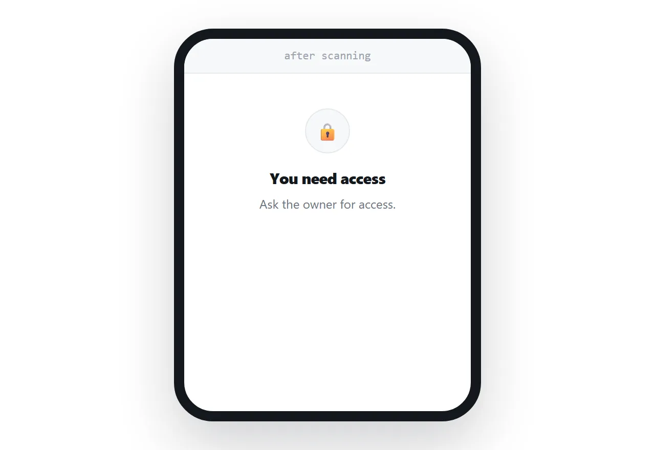 A scanned code landing on a request-access screen.