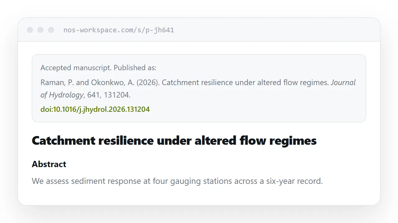 A paper in a browser. Version label and DOI at the top, abstract below, section links at the side.