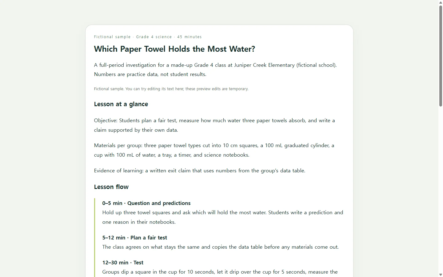 Which Paper Towel Holds the Most Water? — fictional sample