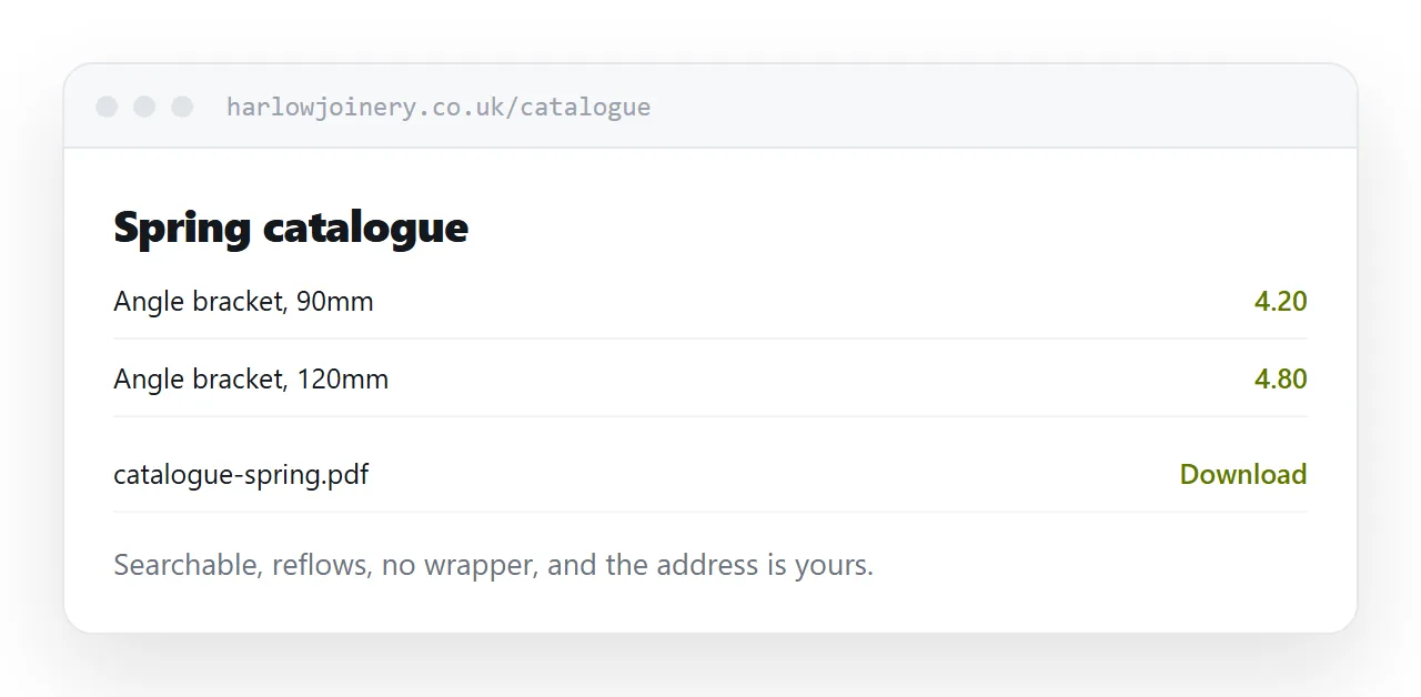 The same content on a page at a personal domain, with the document below.