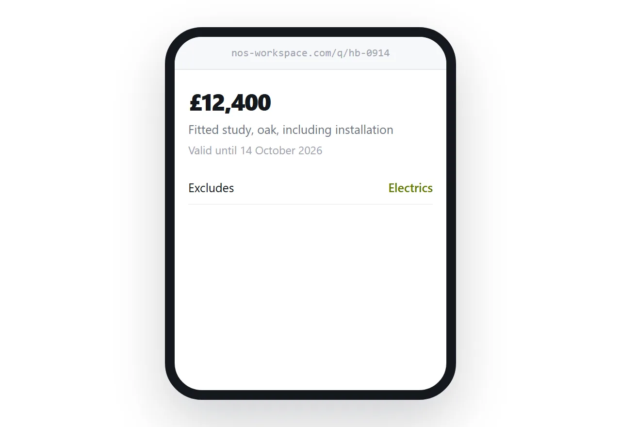 A quote on a phone showing the total and what it covers without scrolling.