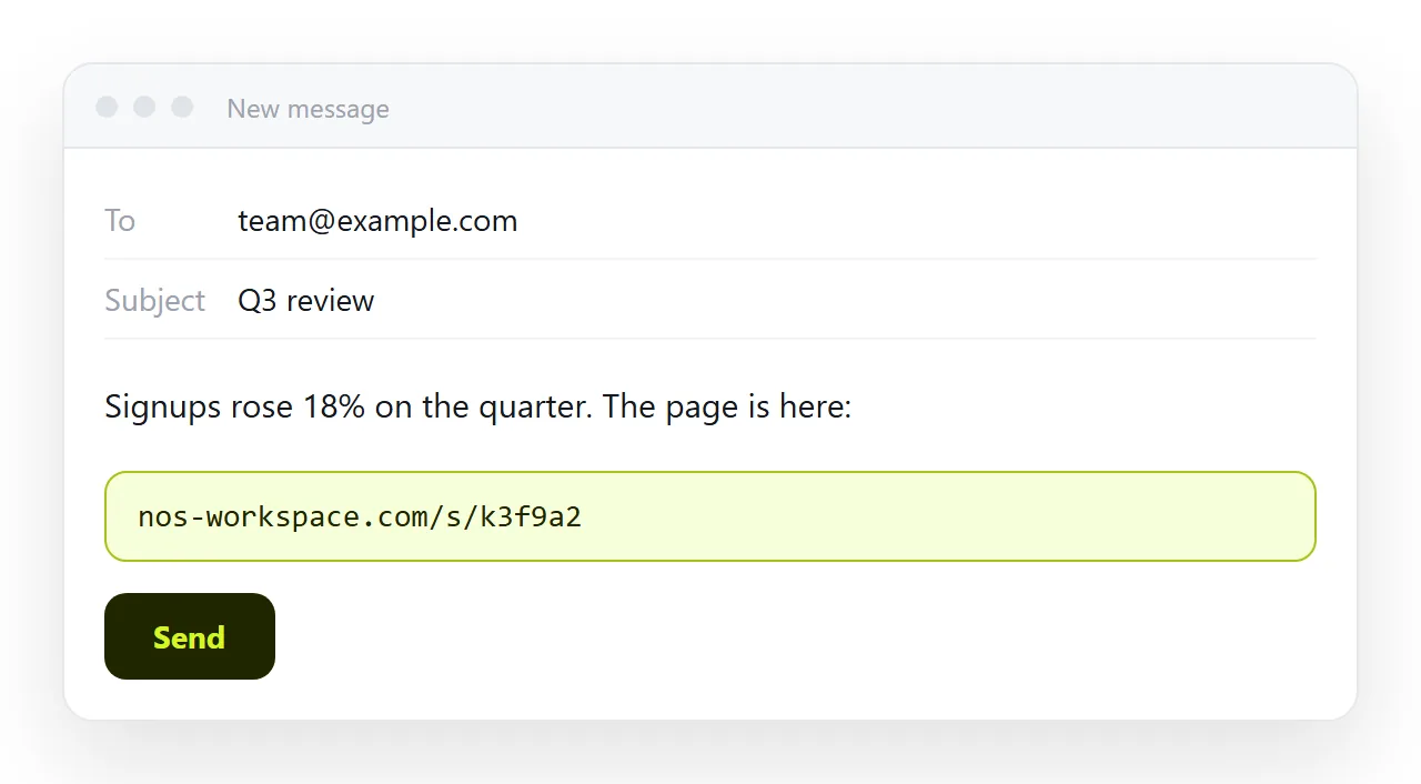 A short message with a line of context and the page address on its own line.