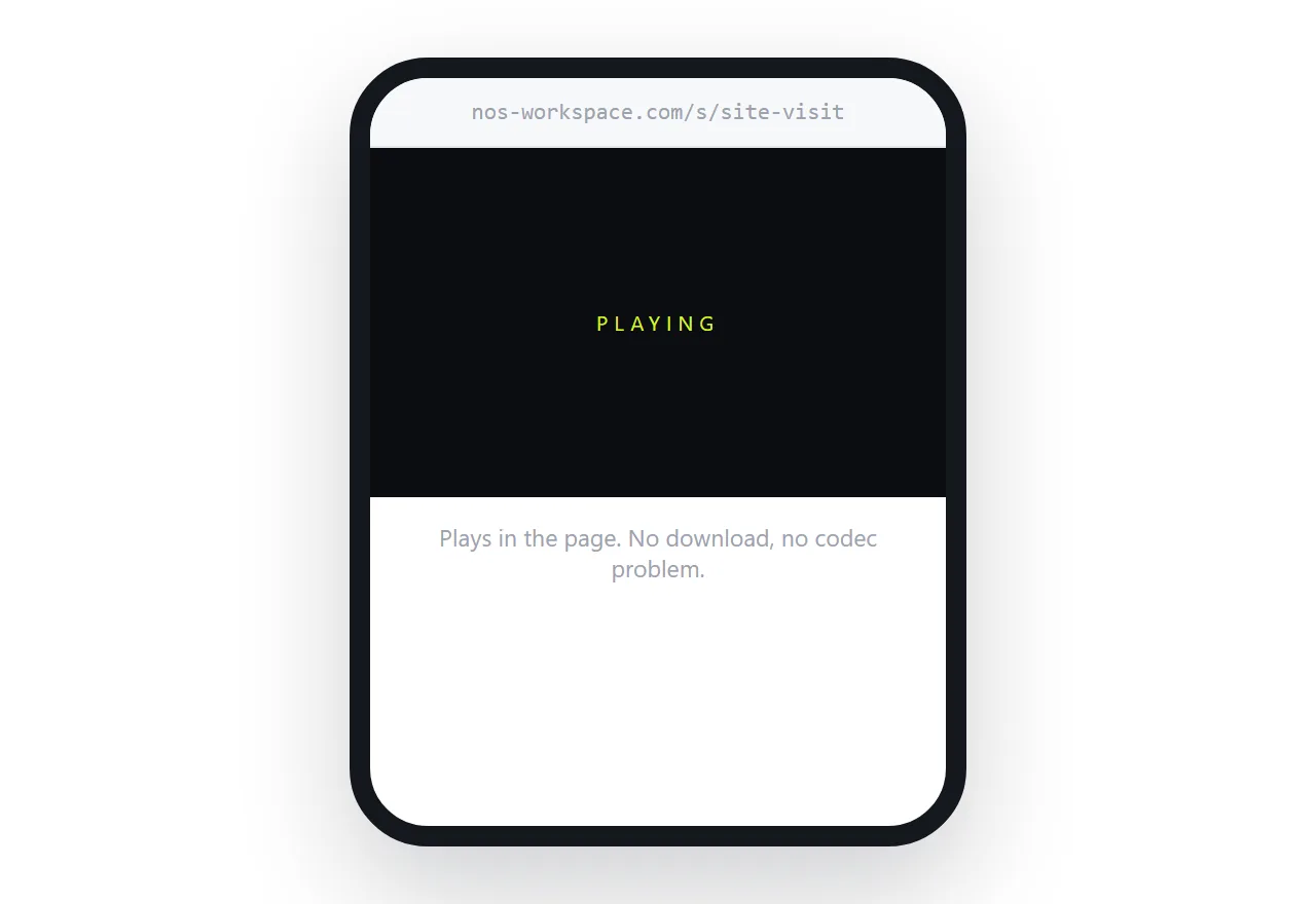 A video playing from a link on a phone, with no download step.