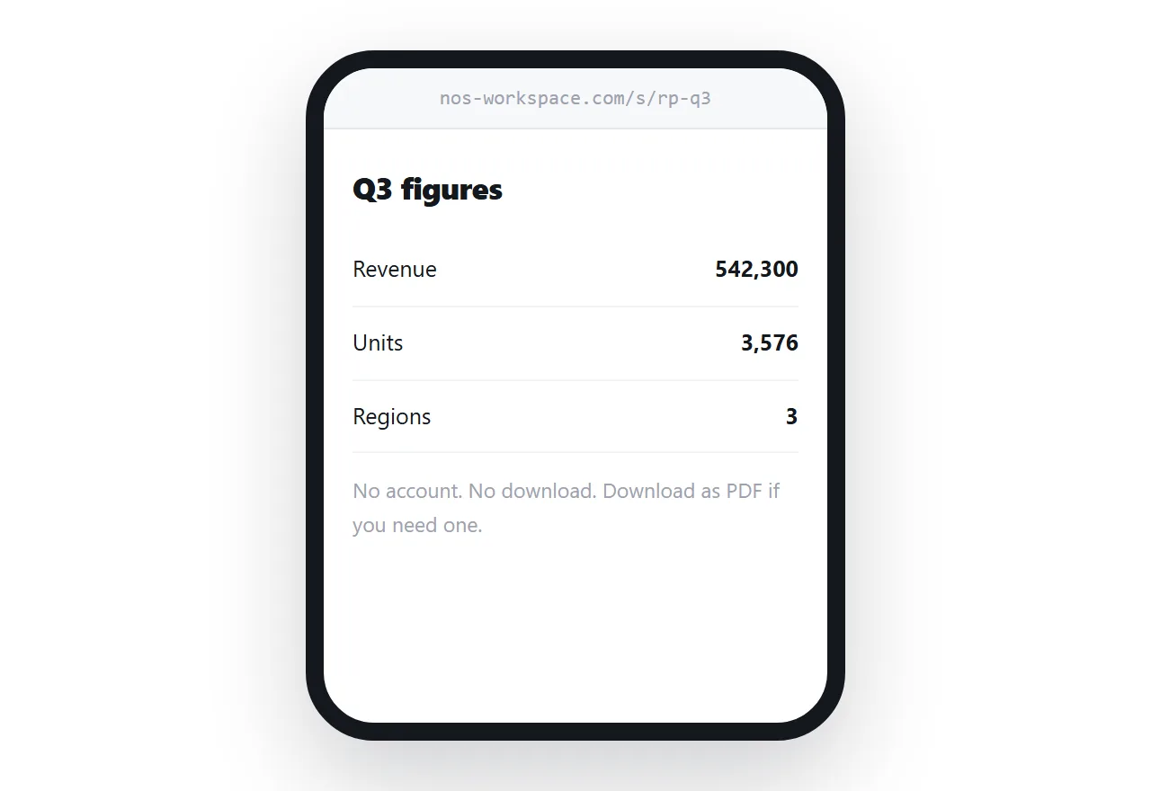 A document as a page on a phone. No download step, no account, text filling the screen.