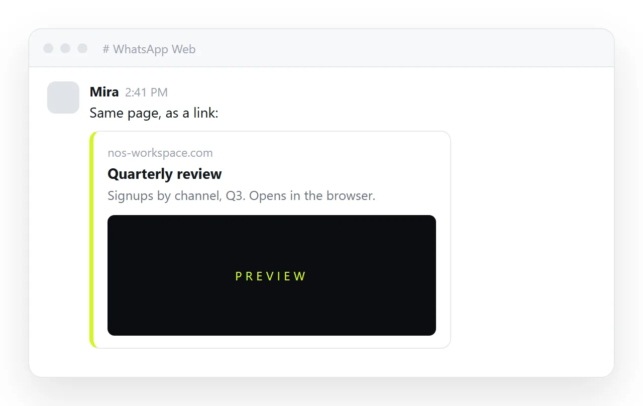 The same page sent as a link, with a preview card carrying the title.