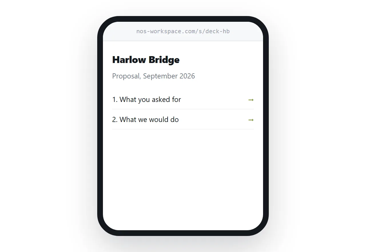 A presentation opened from a link on a phone, first slide readable without zooming.