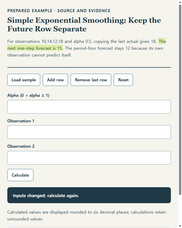Simple Exponential Smoothing: Keep the Future Row Separate