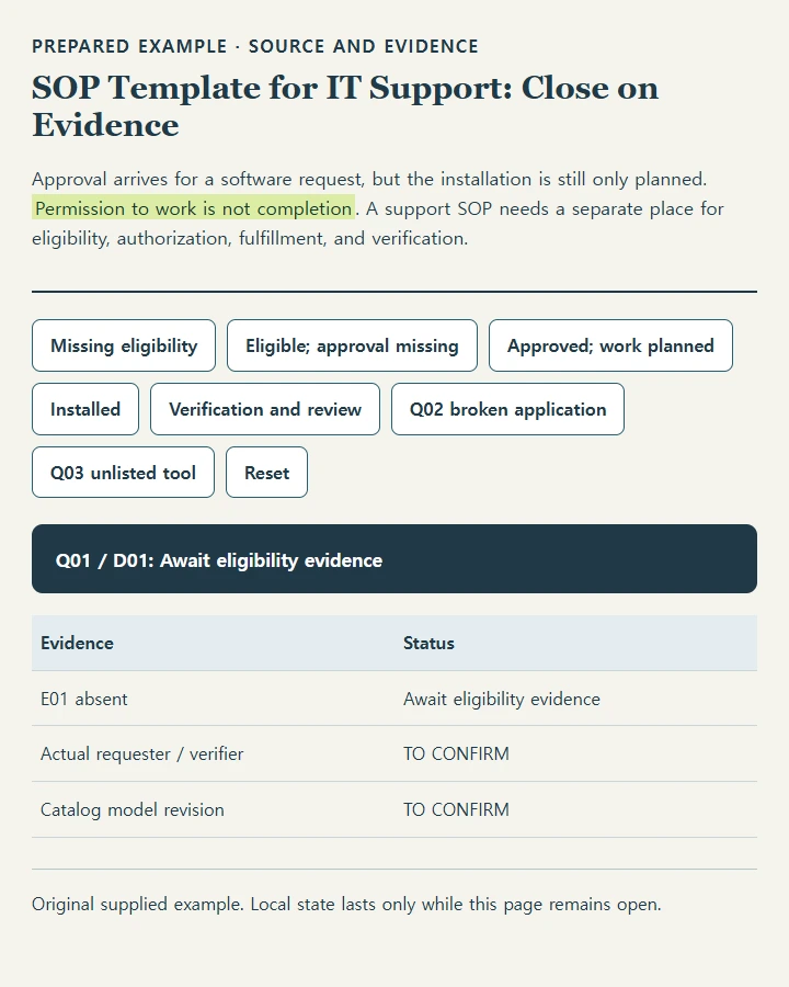 SOP Template for IT Support: Close on Evidence