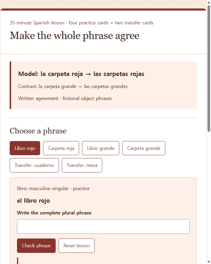 Make the whole phrase agree