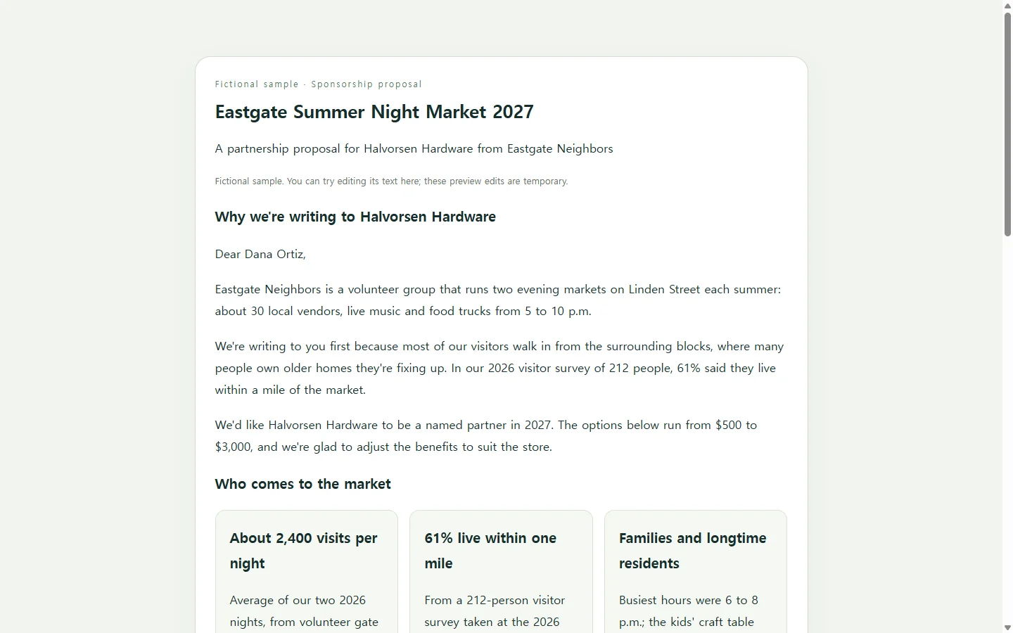 Eastgate Summer Night Market 2027 — fictional sample