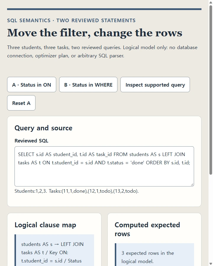 Move the filter, change the rows