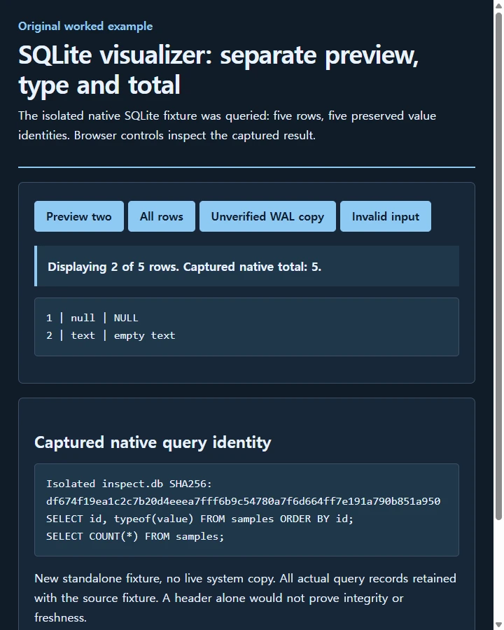 SQLite visualizer: separate preview, type and total