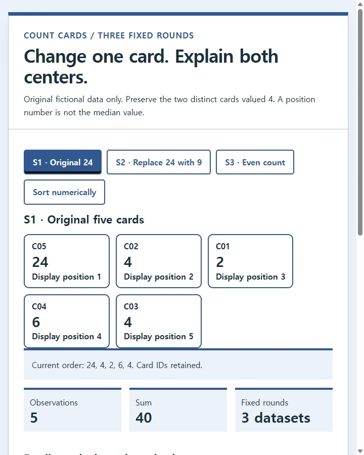 Change one card. Explain both centers.