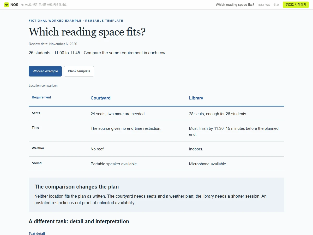 Which reading space fits? saved in NOS and opened through its actual reader link.