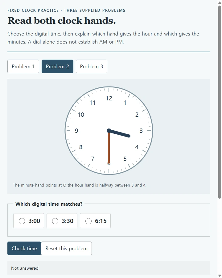 Read both clock hands.