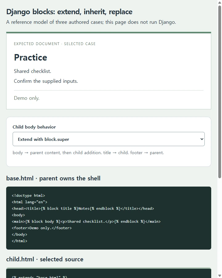 Django blocks: extend, inherit, replace