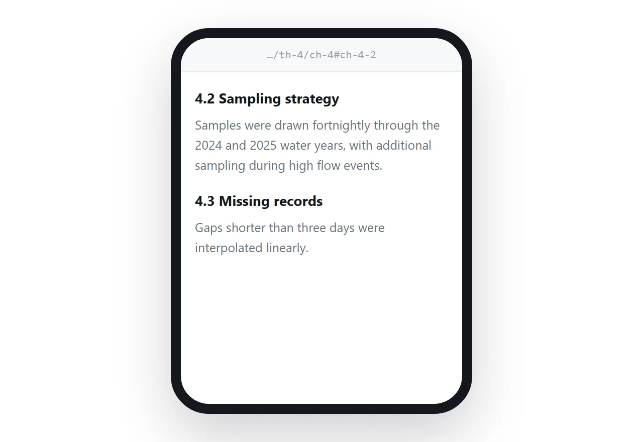 A phone opened directly at section 4.2, the subsection heading at the top of the screen.