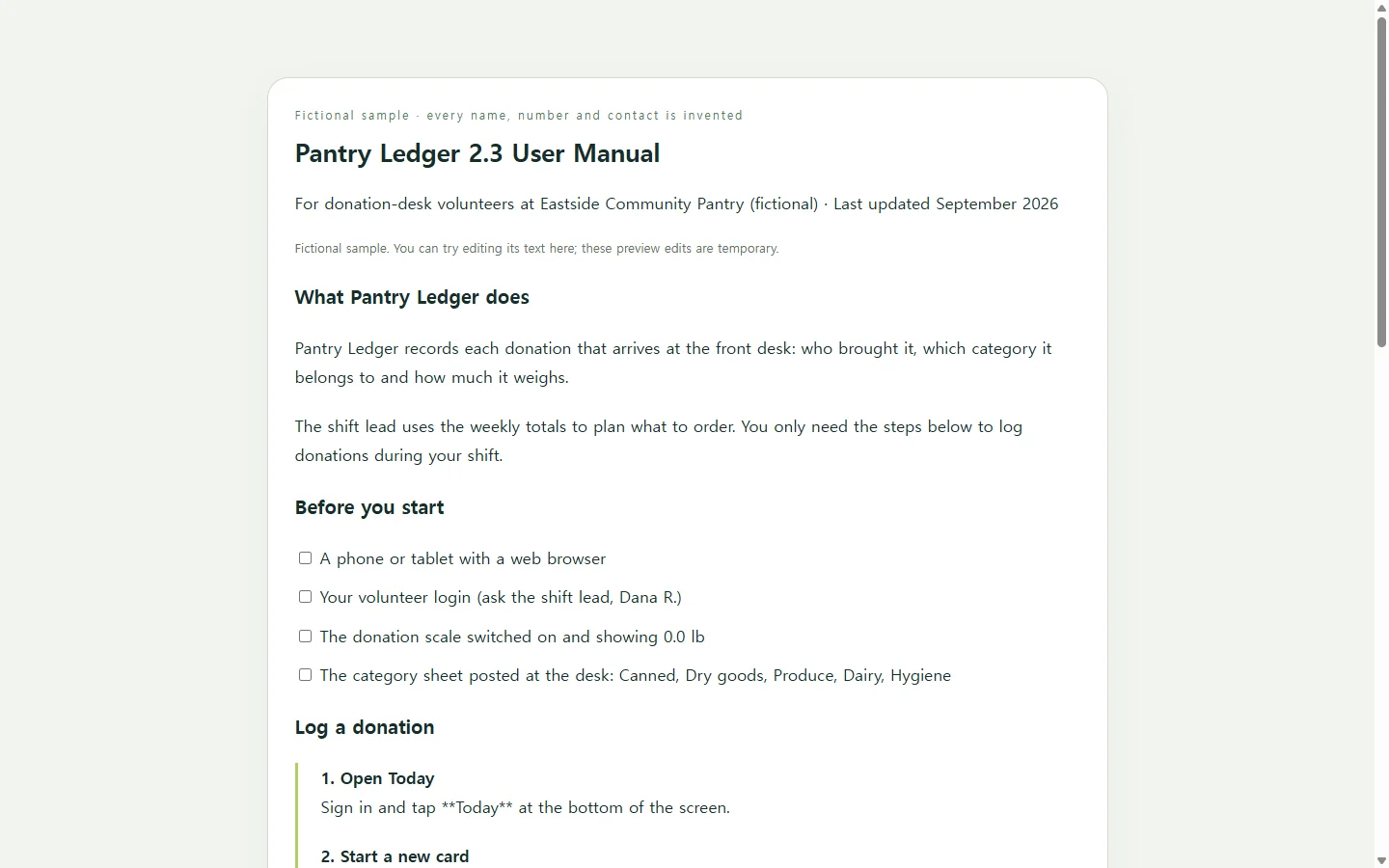 Pantry Ledger 2.3 User Manual — fictional sample