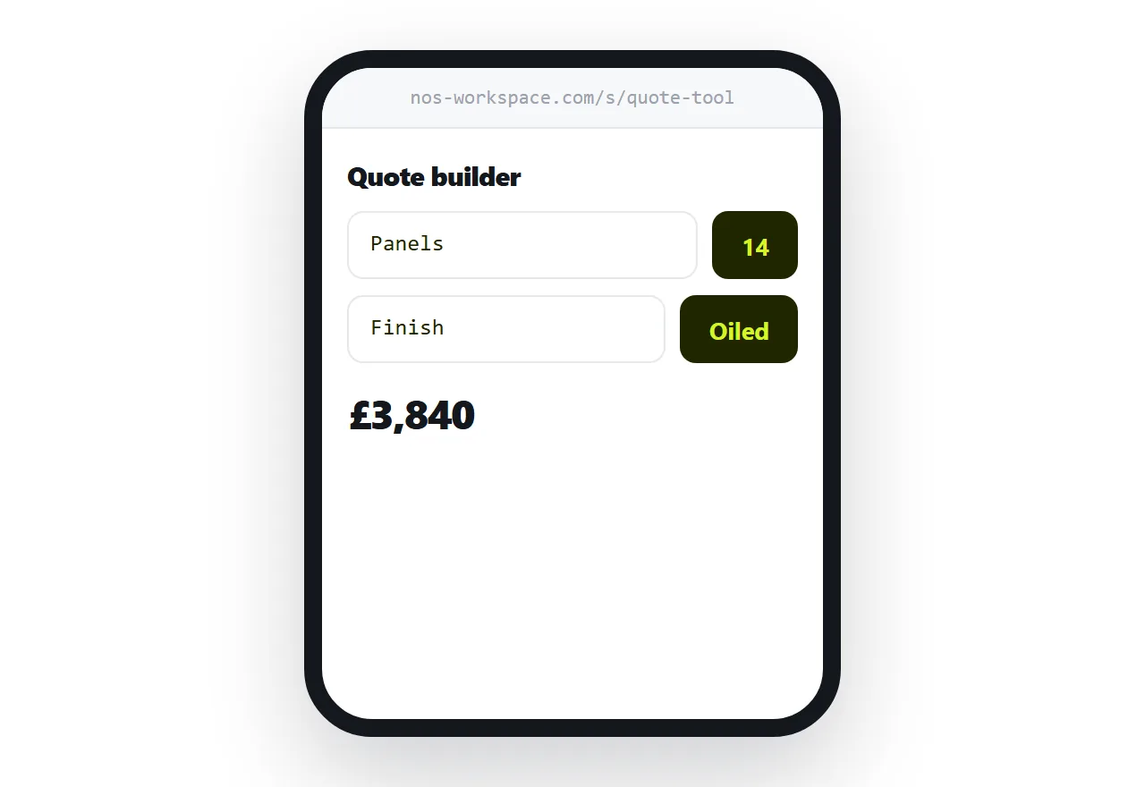 A prompted tool opened from a link on a phone, working.