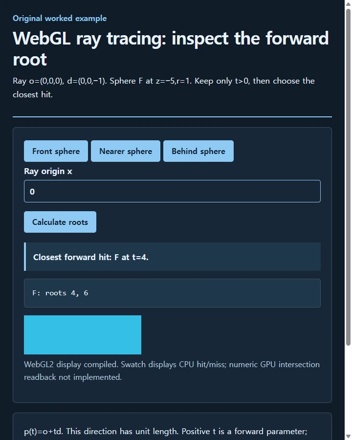 WebGL ray tracing: inspect the forward root