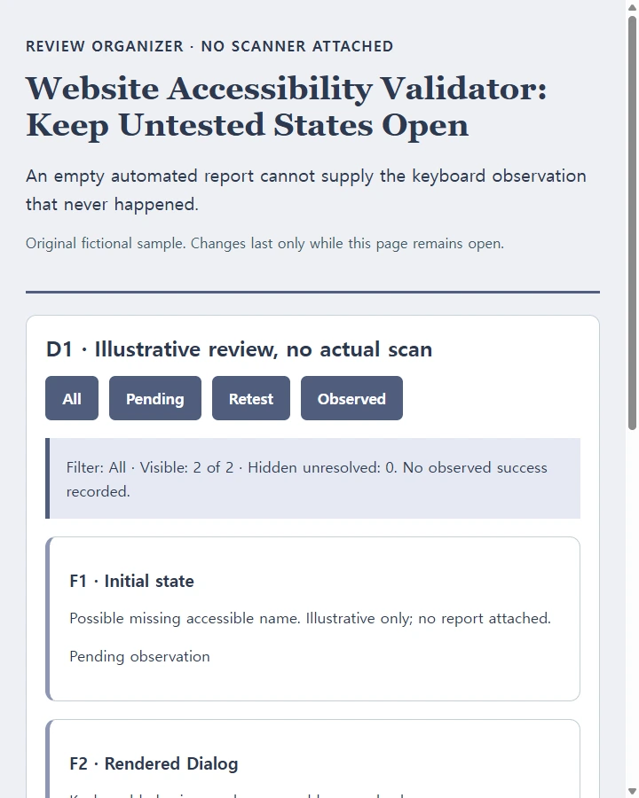Website Accessibility Validator: Keep Untested States Open