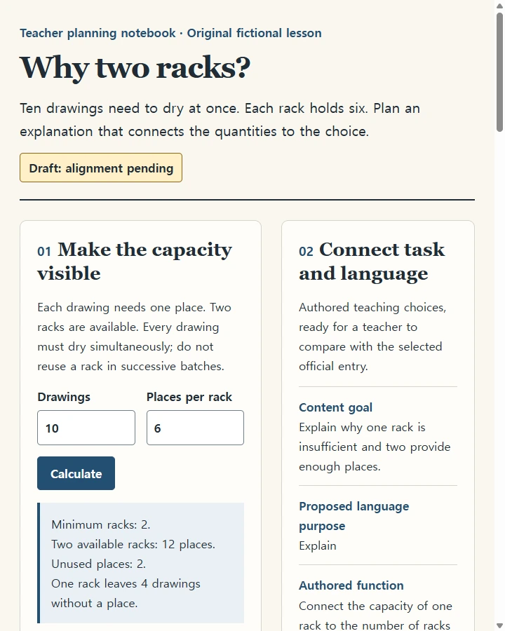Why two racks?  WIDA lesson planning copy