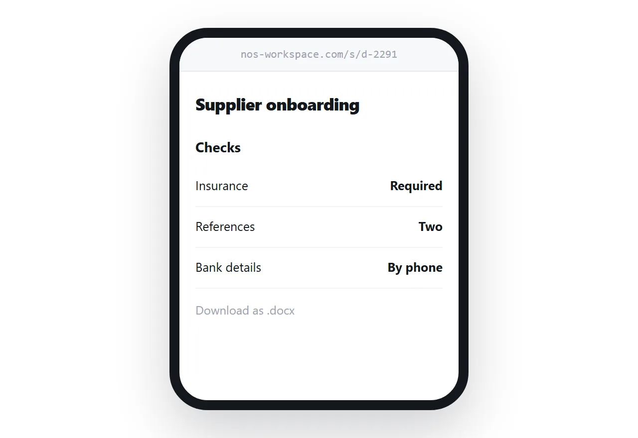 The same document as a page. Headings and lists intact, the text filling a phone screen.