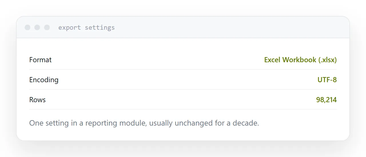 An export dialogue with the file format option set to the newer format.